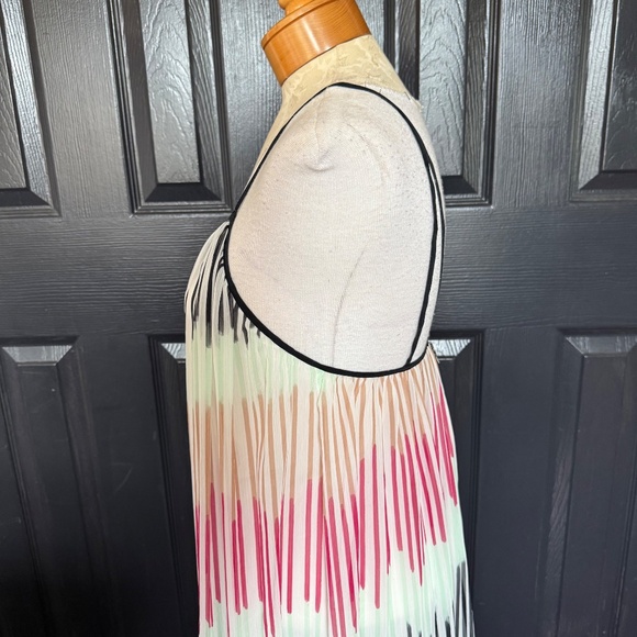 Alice + Olivia Pleated Silk Chiffon Maxi Dress Pastel Stripe Size Small - Picture 5 of 11
